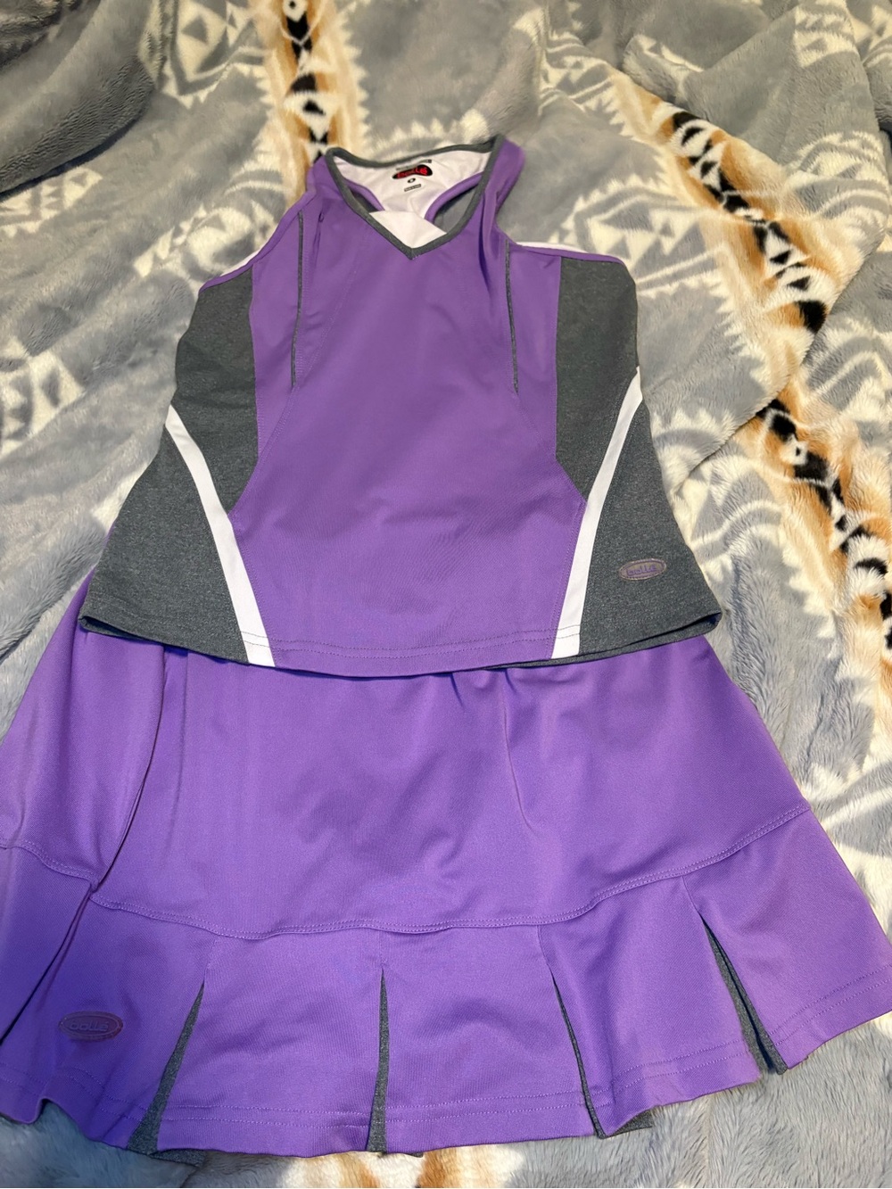 bolle women’s Purple Athletic Skort Set with Gray & White Accents